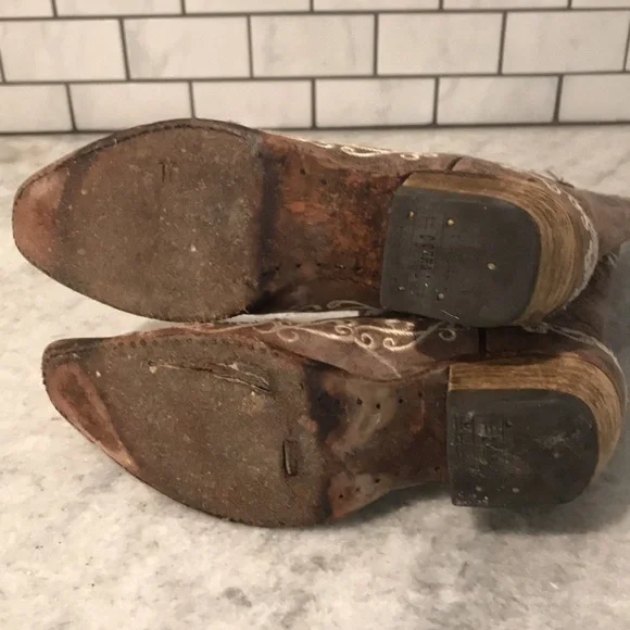 Corral Boots Girls Size 2.5 Teen Brown Leather Embroidered Western Boho Cowgirl - Picture 8 of 12